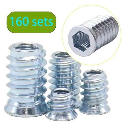 160 مجموعة من صواميل الأثاث مقاس 1/4-20 × 10 مم، 15 مم، 20 مم، 25 مم، وإدراج الخشب الملولب، والمسامير، والمثبتات، والموصلات، ومجموعة براغي وصواميل محرك سداسية (160 براغي و160 صواميل) in Kuwait