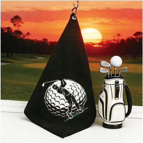 Funny Embroidered Microfiber Golf Towel Hilarious Golf Gifts for Him Birthday Retirement Gifts for Golf Fans Sport Accessories for Men Women (Golfing Beer) in Kuwait
