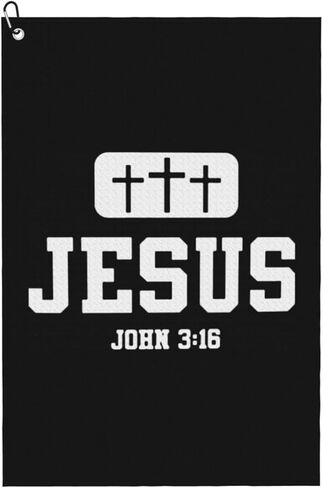 منشفة جولف من الألياف الدقيقة من Jesus Cross God Christian Faith John 3-16، نمط وافل مقاس 16 × 24 مع مشبك حلقة تسلق، مناشف كرة جولف كبيرة ثلاثية الطي، ملحقات حقيبة الجولف للرجال والنساء، هدية الجولف in Saudi Arabia