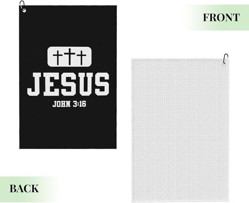 منشفة جولف من الألياف الدقيقة من Jesus Cross God Christian Faith John 3-16، نمط وافل مقاس 16 × 24 مع مشبك حلقة تسلق، مناشف كرة جولف كبيرة ثلاثية الطي، ملحقات حقيبة الجولف للرجال والنساء، هدية الجولف in Saudi Arabia