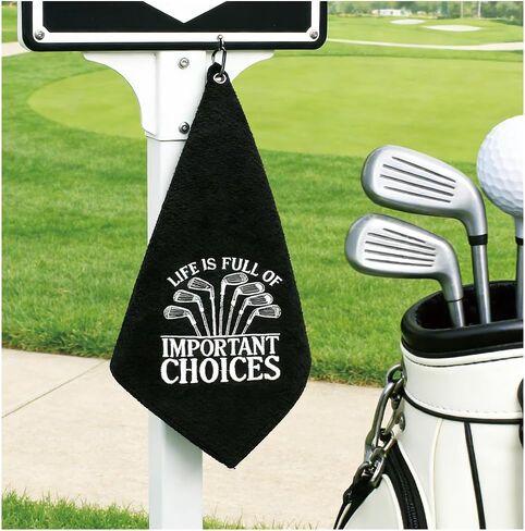Funny Embroidered Microfiber Golf Towel Hilarious Golf Gifts for Him Birthday Retirement Gifts for Golf Fans Sport Accessories for Men Women (Golfing Beer) in Kuwait