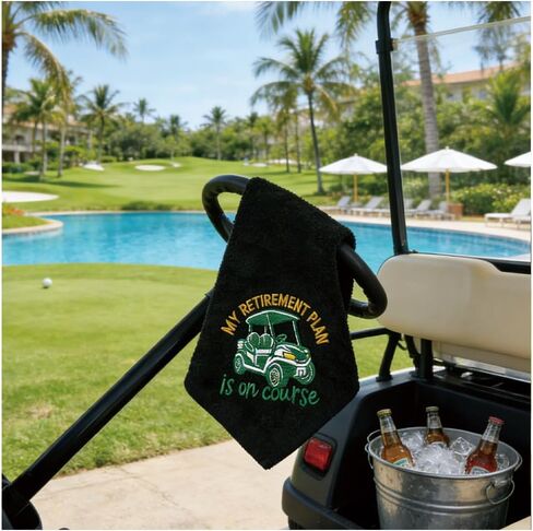 Funny Embroidered Microfiber Golf Towel Hilarious Golf Gifts for Him Birthday Retirement Gifts for Golf Fans Sport Accessories for Men Women (Golfing Beer) in Kuwait