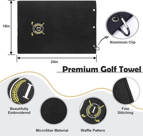 OXYEFEI Golf Towel Gift | Microfiber Waffle with Embroidered Monogrammed | 16"x 24" for Golf Bags with Clip for Men Accessories for Men(Initial-D) in Kuwait