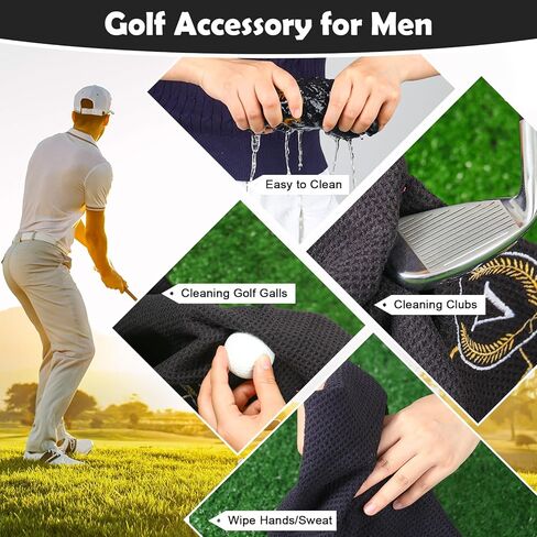OXYEFEI Golf Towel Gift | Microfiber Waffle with Embroidered Monogrammed | 16"x 24" for Golf Bags with Clip for Men Accessories for Men(Initial-D) in Kuwait