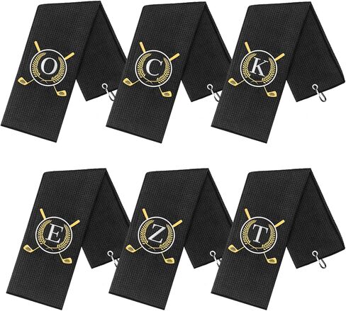 OXYEFEI Golf Towel Gift | Microfiber Waffle with Embroidered Monogrammed | 16"x 24" for Golf Bags with Clip for Men Accessories for Men(Initial-D) in Kuwait