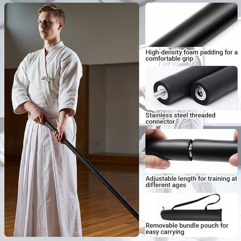 Silipull Collapsible Bo Staff 4ft & 6ft - Foam-padded Martial Arts Training Staff, Escrima Sticks, Yoga Stick Safe Practice, Portable with Carry Bag in Saudi Arabia