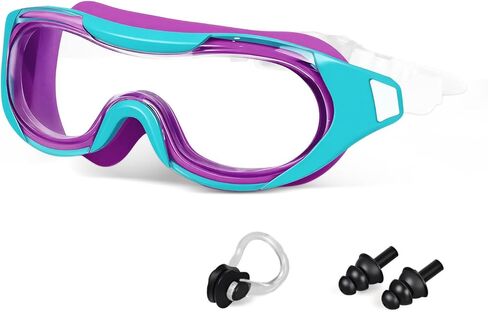 نظارات سباحة للأطفال من Zoomsnail، نظارات سباحة مضادة للكسر وتسرب الأشعة فوق البنفسجية للأطفال الصغار من الأولاد والبنات من سن 3 إلى 15 عامًا (أرجواني أزرق شفاف) in Kuwait