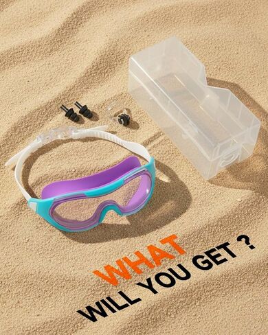 نظارات سباحة للأطفال من Zoomsnail، نظارات سباحة مضادة للكسر وتسرب الأشعة فوق البنفسجية للأطفال الصغار من الأولاد والبنات من سن 3 إلى 15 عامًا (أرجواني أزرق شفاف) in Kuwait