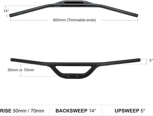 REDSHIFT Top Shelf Flat Handlebar with 70mm of Rise, up to 800mm Width for MTB, Commuter, Hybrid, and E-Bikes, Aluminum Flat Bar in Saudi Arabia