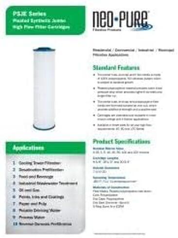 Neo-Pure PSJE-40-20 Pleated Synthetic Jumbo Cartridge 20 Micron | Compatible with Harmsco® HC-PP-40-20, HC/40-20 | High-Capacity Sediment Filtration with Durable Construction in Kuwait