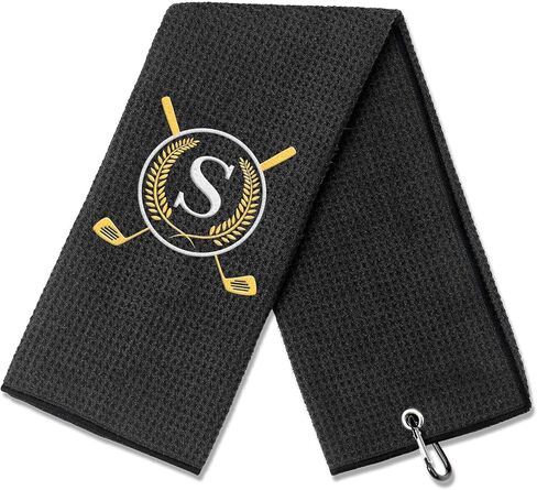 OXYEFEI Golf Towel Gift | Microfiber Waffle with Embroidered Monogrammed | 16"x 24" for Golf Bags with Clip for Men Accessories for Men(Initial-D) in Kuwait
