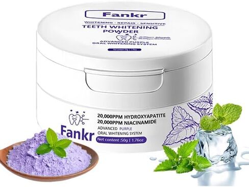 مسحوق تبييض الأسنان مع 20.000 جزء في المليون هيدروكسيباتيت و20.000 جزء في المليون نياسيناميد، مركب إعادة التمعدن R5X الحاصل على براءة اختراع، تبييض الأسنان وإزالة البقع ومعطر التنفس. in Kuwait