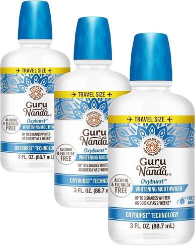 غسول الفم المبيض من جوروناندا - ما يصل إلى 3 ظلال أسنان أكثر بياضًا في أسبوعين - خالي من الكحول والفلورايد مع بيروكسيد الهيدروجين - تقنية أوكسي بيرست - النعناع البري، 16 أونصة in Kuwait