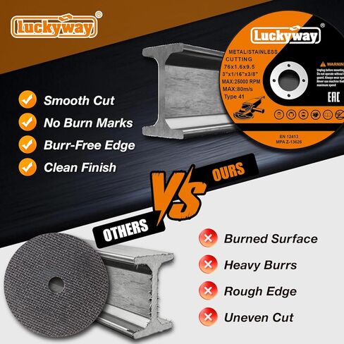 Luckyway 3 Inch Cut Off Wheels, 3" x1/16 x3/8" Cutting Wheel, Metal & Stainless Steel Cutting Disc for Die Grinder - 52 Pack in Kuwait