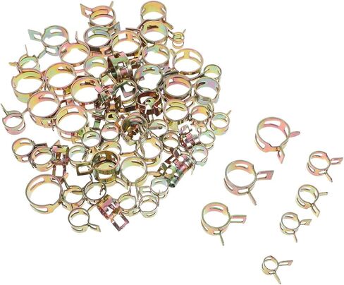 70pcs Carbon Steel Zinc-plated Spring Hose Clamps Set, 7/9/10/11/14/16/18mm Id, Elastic Fuel Line and Air Tube Clips for Automotive, Marine, DIY Plumbing Applications in Saudi Arabia