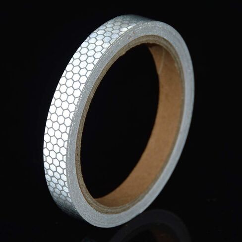 شريط عاكس عالي الكثافة للمركبات والقوارب وخوذات الملابس وصناديق البريد، 0.5 بوصة × 15 قدم، فضي وأبيض in Kuwait