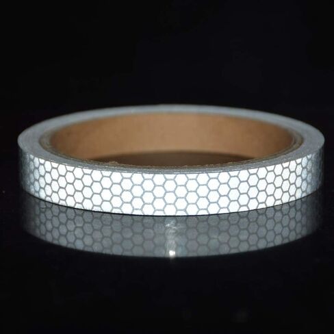 شريط عاكس عالي الكثافة للمركبات والقوارب وخوذات الملابس وصناديق البريد، 0.5 بوصة × 15 قدم، فضي وأبيض in Kuwait