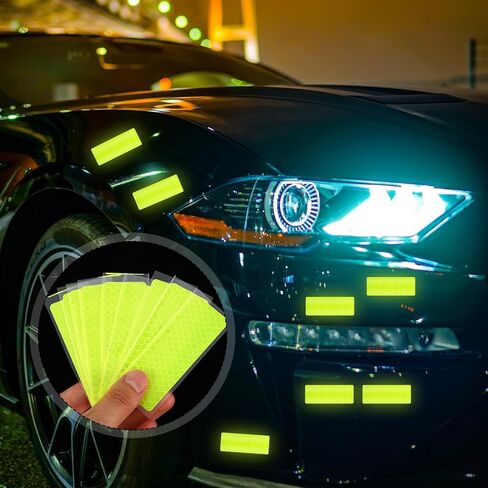 Reflective Stickers 60 Pcs Reflective Tape Outdoor Waterproof Yellow Safety Reflector Tape for Cars Motorcycles Bicycles Helmets and Mailboxes(3.15 x 1.18 Inch) in Saudi Arabia