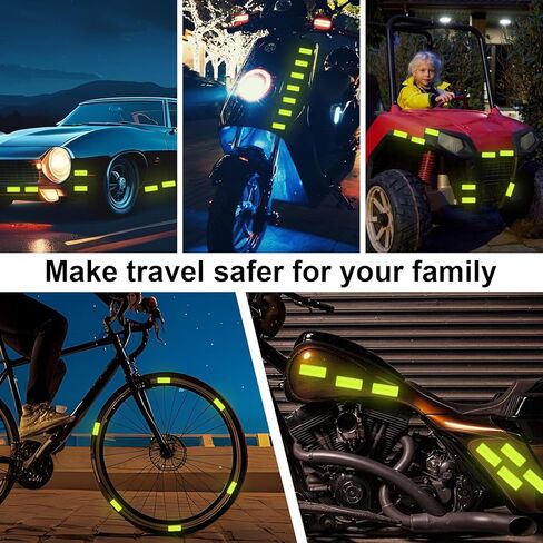 Reflective Stickers 60 Pcs Reflective Tape Outdoor Waterproof Yellow Safety Reflector Tape for Cars Motorcycles Bicycles Helmets and Mailboxes(3.15 x 1.18 Inch) in Saudi Arabia