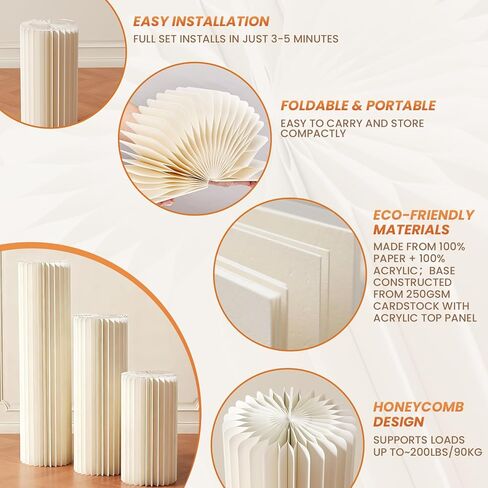 5 حزمة أسطوانة بيضاء محمولة تقف للحفلات ، 31.5 "، 23.6" ، 15.7 "ارتفاع من الورق المقوى الطويل الطويل الكعكة مقاس حامل ، Cilindros Para Fiestas Redondos Blancos لحفلات الزفاف in Kuwait