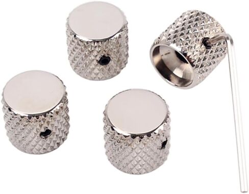 Kisangel 4pcs Guitar Bass Knobs Aluminum Alloy Tone Control Knobs Flat Top Guitar Parts Nickel Gda in Saudi Arabia