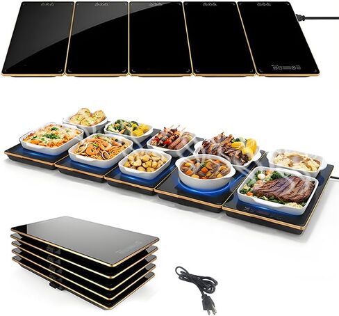 Food Warming Mat, 6-in-1 Electric Warming Tray,52 "x15 inch Large Heating Plate ，Ultra Thin Working Tempered Glass Panel for Keeping Food Hot, Portable Warmer for Parties Holiday Dinners in Saudi Arabia