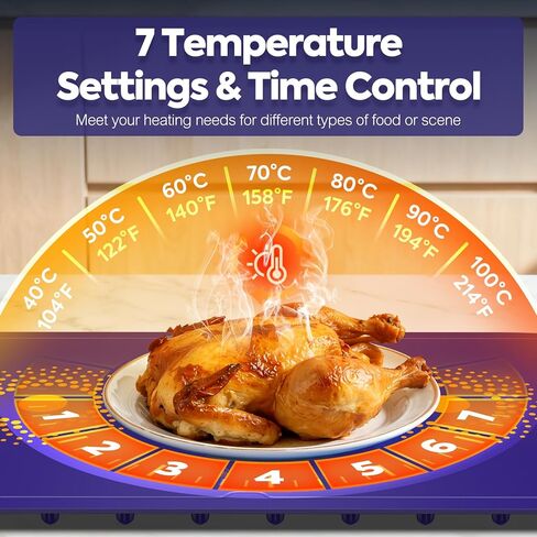 Warming Mat for Food, Extra Large, Food Warming Mat for Countertop, Food Warmer Mat with 7 Temperature Settings, Child Lock, Raised Feet Protects Table, Fast 8s Heating, Parties, Buffets, Daily Use in Saudi Arabia