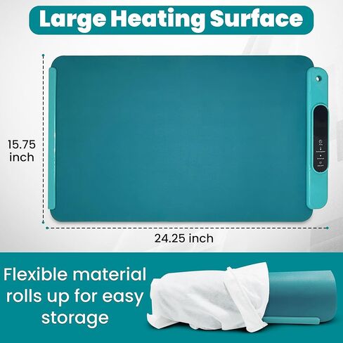 حصيرة تدفئة الطعام - صينية تسخين بوفيه كهربائية مقاس 24 بوصة مع حرارة سريعة من الجرافين، 9 إعدادات لدرجة الحرارة، مؤقت 4 ساعات وإيقاف تلقائي - قابلة للطي، سهلة التنظيف، آمنة لتدفئة طعام الحفلات للوجبات العائلية in Kuwait