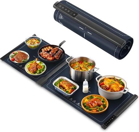 Food Warming Mat - 42" x 16" Extra Long Fast Heat Up Food Warmer with 7 Level Temp & 4 Hour Timer Function, Portable & Rollable Warming Tray Mat for Buffets Party and Home in Saudi Arabia