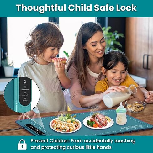 حصيرة تدفئة الطعام - صينية تسخين بوفيه كهربائية مقاس 24 بوصة مع حرارة سريعة من الجرافين، 9 إعدادات لدرجة الحرارة، مؤقت 4 ساعات وإيقاف تلقائي - قابلة للطي، سهلة التنظيف، آمنة لتدفئة طعام الحفلات للوجبات العائلية in Kuwait