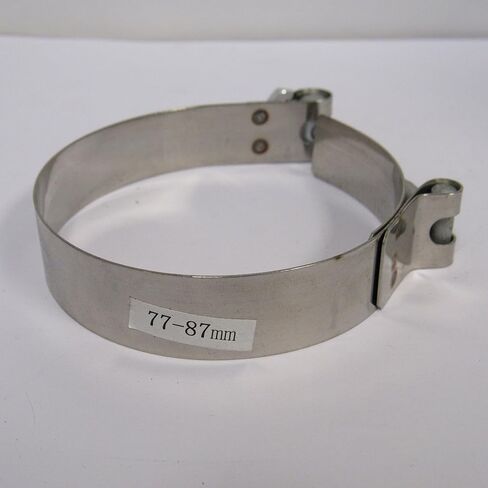 HOSE CLAMPS - STANDARD T-BOLT CLAMPS, 77-87 mm - 3-1/16" - 3-1/4", 304 STAINLESS STEEL BAND; (2 PACK) in Saudi Arabia