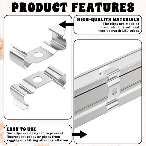 T5 Clips Bracket Hanger for Integrated Tube Light Fixture, 20 Pcs Fluorescent Tube Light Fixture Holder Clamps with Screws for T5 Led Fluorescent Bulbs, Ceiling or Shop Lamp Fixtures Installation in Saudi Arabia