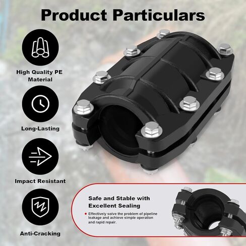 Pipe Repair Clamp 1 inch, Water Pipe Leak Repair Clamp, Pipe Repair Kit for Plastic and Metal Pipes, Leak Stopper with Anti-Impact, Suitable for Pipes 25MM OD in Saudi Arabia