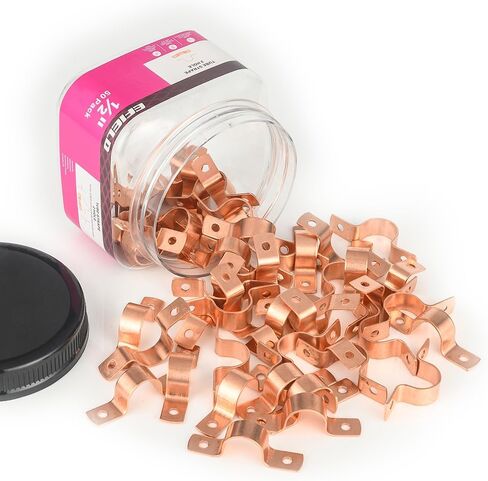 Pro 50-Pack EFIELD 1/2-Inch Copper Pipe Straps, Two-Hole Clamp Mount, (COPPER023) in Saudi Arabia