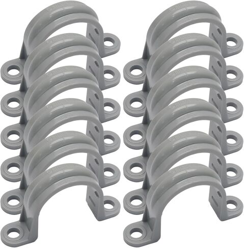 12pcs PVC Conduit Clamp 1/2 Inch Pipe Clamp, Plastic Pipe Strap Clamps Two Hole PVC U Bracket Clamps Heavy Duty Tension Tube Clips in Saudi Arabia