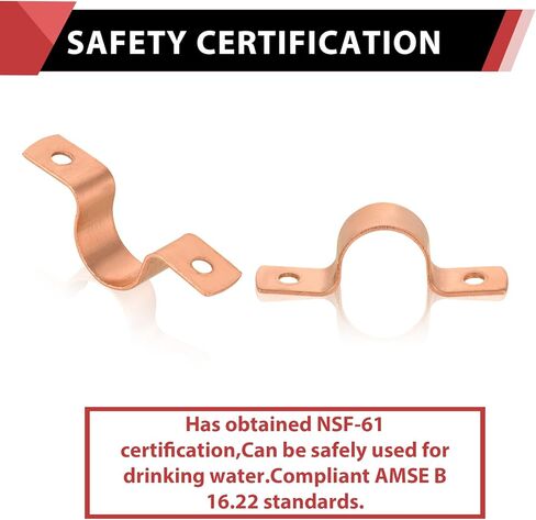 Pro 50-Pack EFIELD 1/2-Inch Copper Pipe Straps, Two-Hole Clamp Mount, (COPPER023) in Saudi Arabia