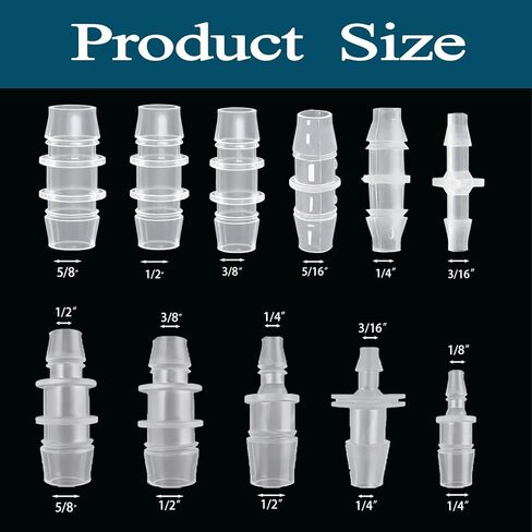 22 Pcs Hose Barb Fittings Assortment,11 Sizes of Equal and Unequal Barbed Hose Fittings, Pipe Connectors, Joint Splicers, and Menders for Aquarium, Household, Fuel, Gas, Liquid, Air Hose Repair in Saudi Arabia