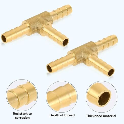 2 قطعة خرطوم نحاسي 1/4 بوصة، تركيبات تي بارب على شكل حرف T 3 طرق تقاطع الاتحاد مع 6 قطع مشابك أنابيب من الفولاذ المقاوم للصدأ لقطر 1/4 بوصة (6 مم) نقل المساعدة في صيانة الماء/الوقود/الهواء in Kuwait