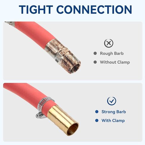 2 قطعة خرطوم نحاسي 1/4 بوصة، تركيبات تي بارب على شكل حرف T 3 طرق تقاطع الاتحاد مع 6 قطع مشابك أنابيب من الفولاذ المقاوم للصدأ لقطر 1/4 بوصة (6 مم) نقل المساعدة في صيانة الماء/الوقود/الهواء in Kuwait