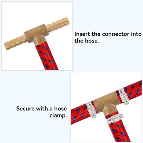 2 قطعة خرطوم نحاسي 1/4 بوصة، تركيبات تي بارب على شكل حرف T 3 طرق تقاطع الاتحاد مع 6 قطع مشابك أنابيب من الفولاذ المقاوم للصدأ لقطر 1/4 بوصة (6 مم) نقل المساعدة في صيانة الماء/الوقود/الهواء in Kuwait