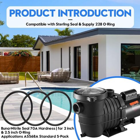 متوافق مع الختم الاسترليني والإمداد بحلقة دائرية 228، وختم بونا-نتريل، وصلابة 70 أمبير | لتطبيقات الحلقة الدائرية مقاس 2 بوصة و2.5 بوصة، معيار AS568A، 5 عبوات in Kuwait