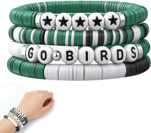 سوار مشجعي كرة القدم هدايا Go Birds لمحبي كرة القدم، سلع مثالية للنساء والرجال، إكسسوارات كرة القدم والمجوهرات كسلع للمشجعين لديكور حفلات الألعاب وإكسسوارات كرة القدم in Kuwait