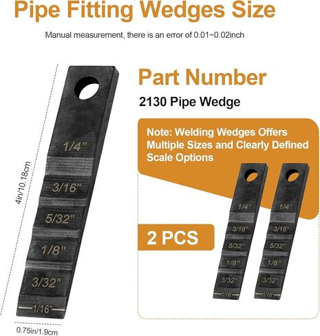 2130 Small Pipe Spacer Wedge Stepped Gauge, 3/4" x 4" Step Gauge Pipe Wedge Fit for Spacing Welding Alignment, Welding Wedge with Lanyard Hole, Pipefitter Tools 2 PCS in Kuwait