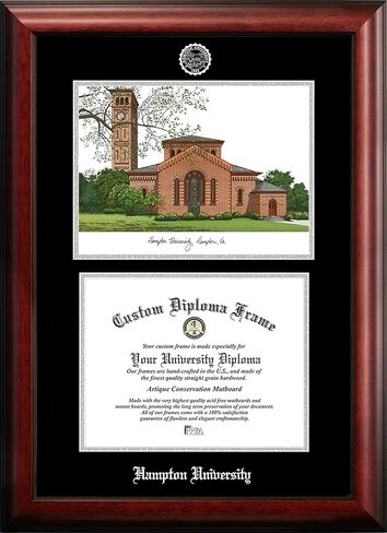 Campus Images NCAA Hampton Pirates Unisex Silver Medallion Frame Hampton University 11w x 8.5h Silver Embossed Diploma Frame Lithograph, Brown, One Size in Saudi Arabia