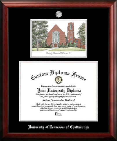 Campus Images NCAA Tennessee Chattanooga Mocs Unisex Silver Medallion Frame University of Tennessee, Chattanooga 17w x 14h Silver Embossed Diploma Frame Lithograph, Brown, One Size in Saudi Arabia