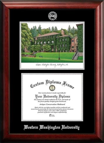 صور الحرم الجامعي NCAA Western Washington Vikings إطار ميدالية فضية للجنسين جامعة واشنطن الغربية 11 عرض × 8.5 ارتفاع إطار دبلوم فضي منقوش طباعة حجرية، بني، مقاس واحد in Saudi Arabia