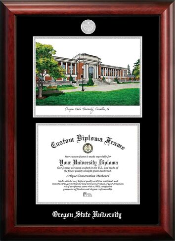 Campus Images NCAA Oregon State Beavers Unisex Silver Medallion Frame Oregon State University 11w x 8.5h Silver Embossed Diploma Frame Lithograph, Brown, One Size in Saudi Arabia
