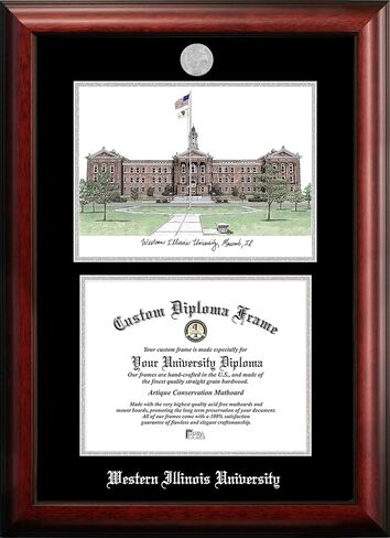 Campus Images NCAA Western Illinois Leathernecks Unisex Silver Medallion Frame Western Illinois University 11w x 8.5h Silver Embossed Diploma Frame Lithograph, Brown, One Size in Saudi Arabia