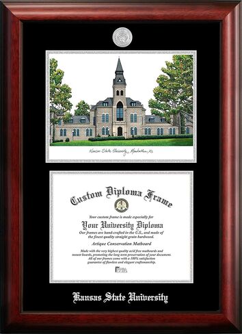 Campus Images NCAA Kansas State Wildcats Unisex Silver Medallion Frame Kansas State University 11w x 8.5h Silver Embossed Diploma Frame Lithograph, Brown, One Size in Saudi Arabia