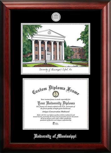 NCAA Mississippi Old Miss Rebels Unisex Silver Medallion Frame University of Mississippi 12w x 9h Silver Embossed Diploma Frame with Campus Images Lithograph, Brown, One Size in Saudi Arabia